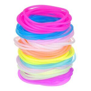 Multicolor Silicone Jelly Bracelets Hair Ties for Girls Women, 100 Pieces